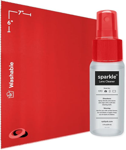 Sparkle Anti-Reflective Lens Cleaner Spray kit | (1) 1oz Glasses Cleaner Spray + (1) Microfiber Cloth for Eyeglasses, Sunglasses, Lenses, Screens and Camera Cleaning Kit (2 Piece Set)