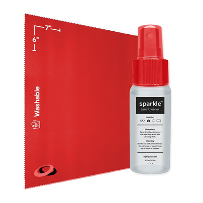 OPTIPAK Sparkle Anti-Reflective Lens Cleaner Spray kit | (1) 1oz Glasses Cleaner Spray + (1) Microfiber Cloth for Eyeglasses, Sunglasses, Lenses, Screens and Camera Cleaning Kit (2 Piece Set)