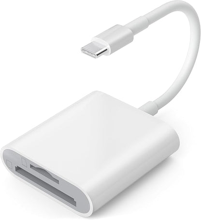 USB C SD Card Reader for iPhone 15/Mac/iPad, USB 3.0 Type C to SD/Micro SD Card Adapter Dual Slots Read and Write Simultaneously Memory Card Reader Compatible with MacBook Pro/Air Android