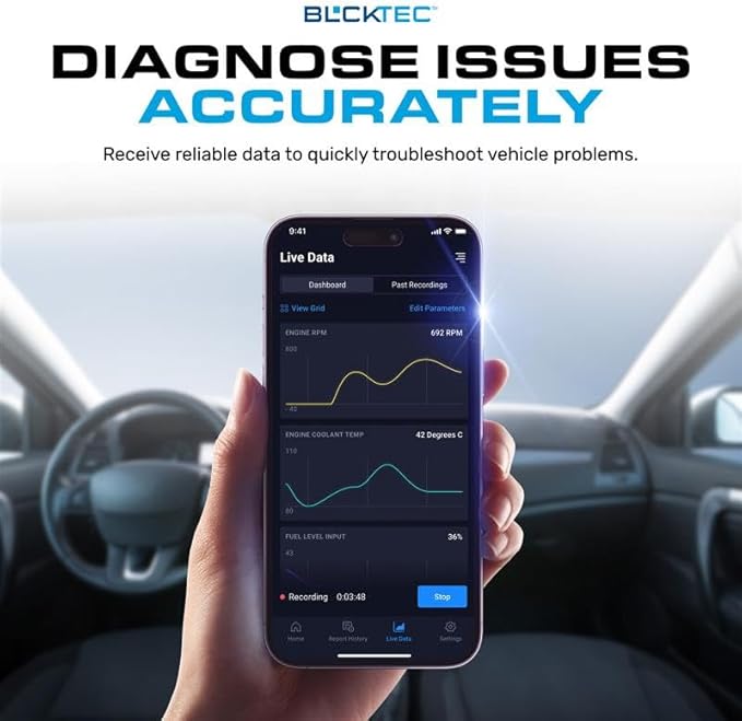 BLCKTEC 410 Bluetooth OBD2 Scanner for iPhone & Android, No Subscription Fee, OBDII Car Code Reader, Diagnose Check Engine Light, Supports OBD2 Compliant Vehicles 1996 and Newer