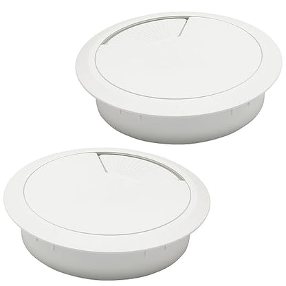 Desk Grommet 2-3/8" (60 mm), Desk Cord Hole Cover, Cable Grommet ABS Plastic, Desk Hole Grommet for Office and Home Table Cable, Detachable Adjustable Cable Cord Organizer (White 2 Pcs)