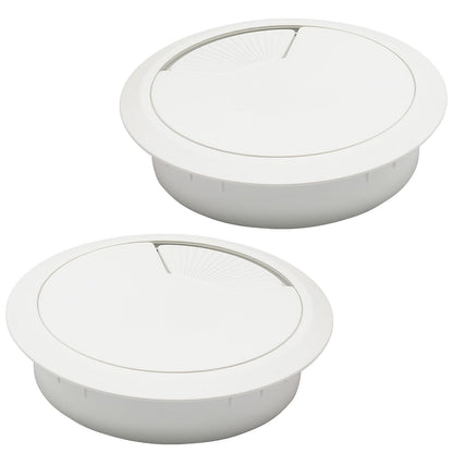 BOPOREAE Desk Grommet 3-1/8" (80 mm), Desk Cord Hole Cover, Cable Grommet ABS Plastic, Desk Hole Grommet for Office and Home Table Cable, Detachable Adjustable Cable Cord Organizer (White 2 Pcs)