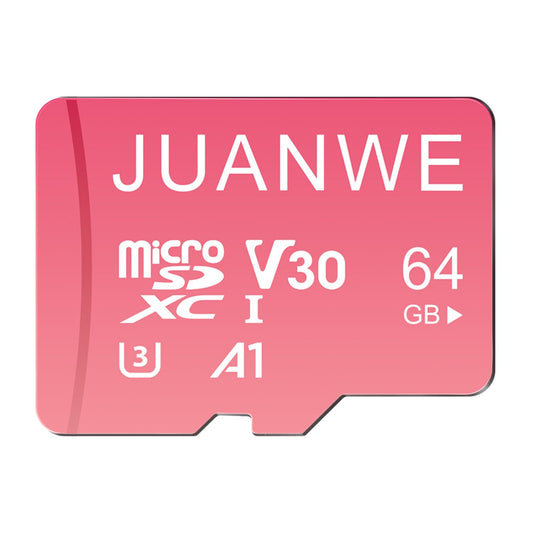 JUANWE 64GB Micro SD Card microSDXC Memory Card, 64GB Memory Card, UHS-I C10 U3 V30 4K UHD Video A1 TF Card with Adapter (Pink)