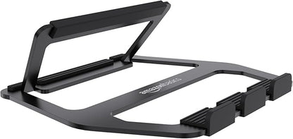 Amazon Basics Aluminum Portable Foldable Laptop Stand with Ventilated Cooling, Anti-Slip Design, Travel-Friendly, for Laptops up to 13", Black