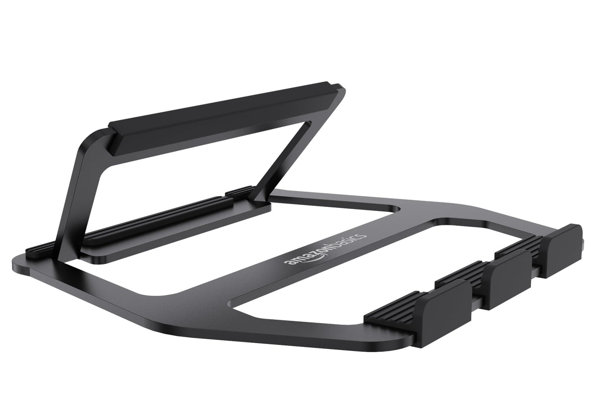 Aluminum Portable Foldable Laptop Stand with Ventilated Cooling, Anti-Slip Design, Travel-Friendly, for Laptops up to 13", Black