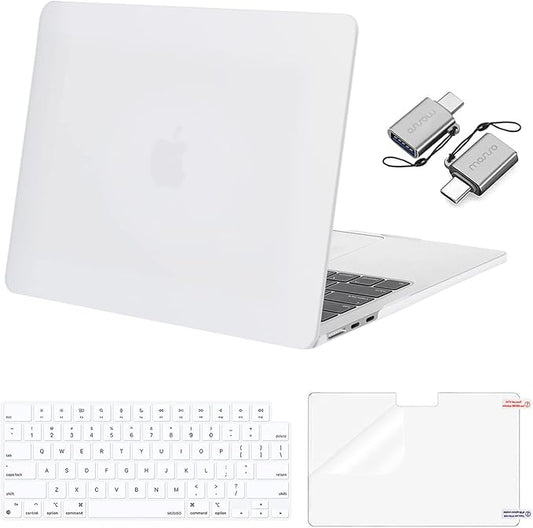 MOSISO Compatible with MacBook Air 13 inch Case M5 2026 M4 2025 M3 M2 2024-2022 A3449 A3240 A3113 A2681, Hard Shell&Keyboard Cover&Screen Film&Type C for MacBook Air 13.6 inch Case, White