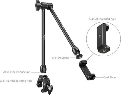 SMALLRIG Desktop Magic Arm Support with Crab-Shaped Clamp Kit, Aluminum Alloy, 24.3x4.5x1.1 in, 0.6lb Payload, for Smartphones, Webcams, Action Cameras, 5624