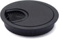 HJ Garden 1pc 2-3/8 inch (60mm) Metal Desk Grommets with Brush Open for Managing and Hiding Wire Cord Cable Hole Cover Office PC Desk Cable Cord Organizer Zinc Alloy Cover Black