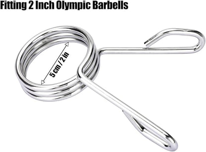 AccEncyc Spring Clip Collars 2 Inch Olympic Barbell Clamps Dumbbell Clips Weight Bar Clips for Weightlifting, Powerlifting, Strength Training