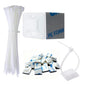 Cable Management Kit - 100 Set Adhesive Cable Zip Tie Mounts with 8" Zip Ties | UV Resistant Wire Organizers for Indoor/Outdoor Use - White