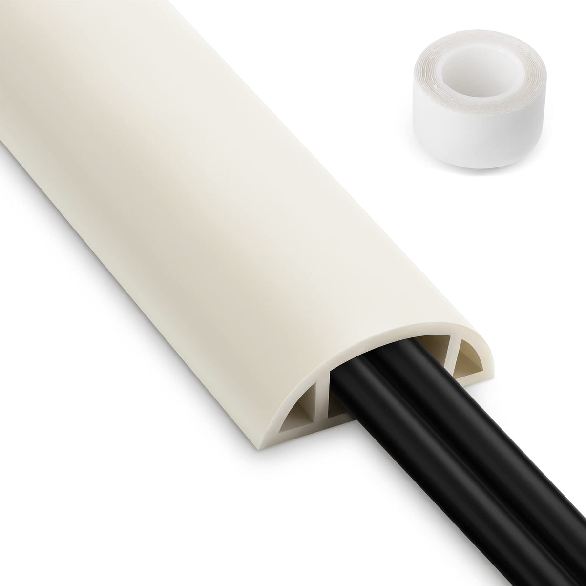 LZEOY 4ft Cord Cover for Wires on Floor, Grey Extension Cable Management, Hide Electrical Hider Protector, Cable Cavity: 0.78" W x 0.32" H