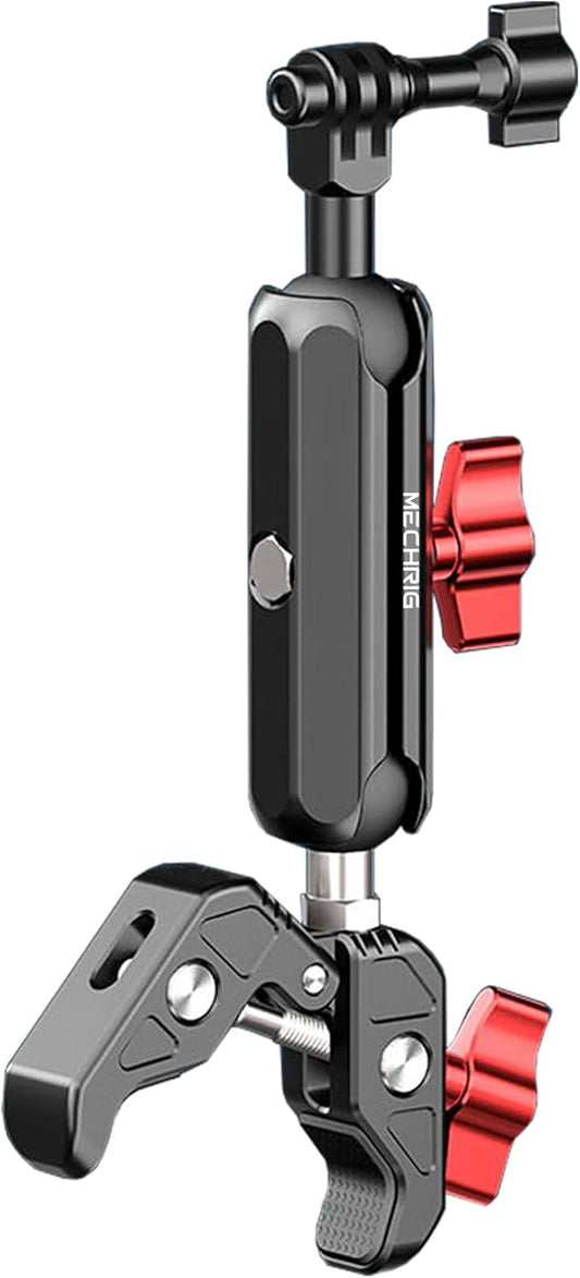 Mechrig Camera Clamp Mount, Super Clamp Mount with Double Ball Head Magic Arm for Bike Handlebar & Aluminum Alloy & 360°Rotating Ebike Handlebar Bracket for DJl,Go pr0, lnsta36o X5 X4 X3,78005