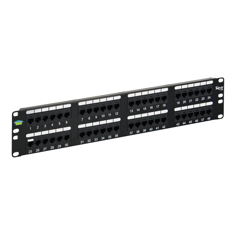 ICC CAT5e RJ45 Patch Panel, 24-Port 1U 19-Inch Rackmount, Black, 1-Pack