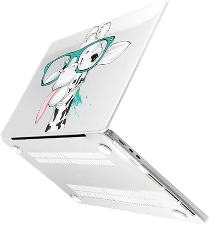 MEEgoodo Case for MacBook Air M4/M3/M2 13.6 inch 2025 2024 2022, Fit Model A3240 A3113 A2681, Compatible with MacBook Air 13 inch, Laptop Hard Shell Case with Keyboard Cover, Funny Giraffe