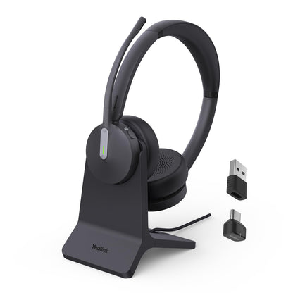 Yealink BH70 with Stand, Wireless Bluetooth Headset with Microphone for Work, Up to 35 Hours Talk Time, Teams Certified, ≤90 Minutes Quick Charging, USB-C/A Adapter, No Power Adapter Required