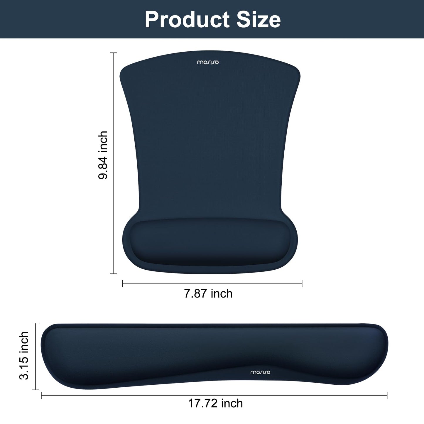 MOSISO Wrist Rest Support for Mouse Pad & Keyboard Set, Ergonomic Mousepad Non-Slip Base Home/Office Pain Relief & Easy Typing Cushion with Neoprene Cloth & Raised Memory Foam, Haze Blue