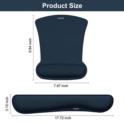 MOSISO Wrist Rest Support for Mouse Pad & Keyboard Set, Ergonomic Mousepad Non-Slip Base Home/Office Pain Relief & Easy Typing Cushion with Neoprene Cloth & Raised Memory Foam, Haze Blue