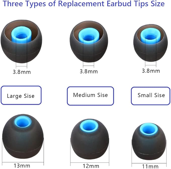 Earbud Silicone Ear Tips Replacement Earbuds Gels for Popular In-Ear Headphones Other Inner Hole 3.8mm - 5.1mm 9 Pairs S/M/L