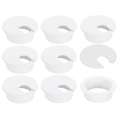 uxcell 8 Pcs 35mm (1.38 Inch) Desk Grommet, Plastic Cable Hole Cover, Wire Cord Cable Organizer for Home Office Computer Desk Cabinet, White