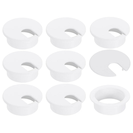 uxcell 8 Pcs 35mm (1.38 Inch) Desk Grommet, Plastic Cable Hole Cover, Wire Cord Cable Organizer for Home Office Computer Desk Cabinet, White