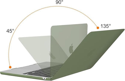 MOSISO Compatible with MacBook Air 13 inch Case 2025 2024 2023 2022 M4 A3240 M3 A3113 M2 A2681, Plastic Hard Shell&Keyboard Cover&Screen Film&Type C for MacBook Air 13.6 inch Case, Army Green