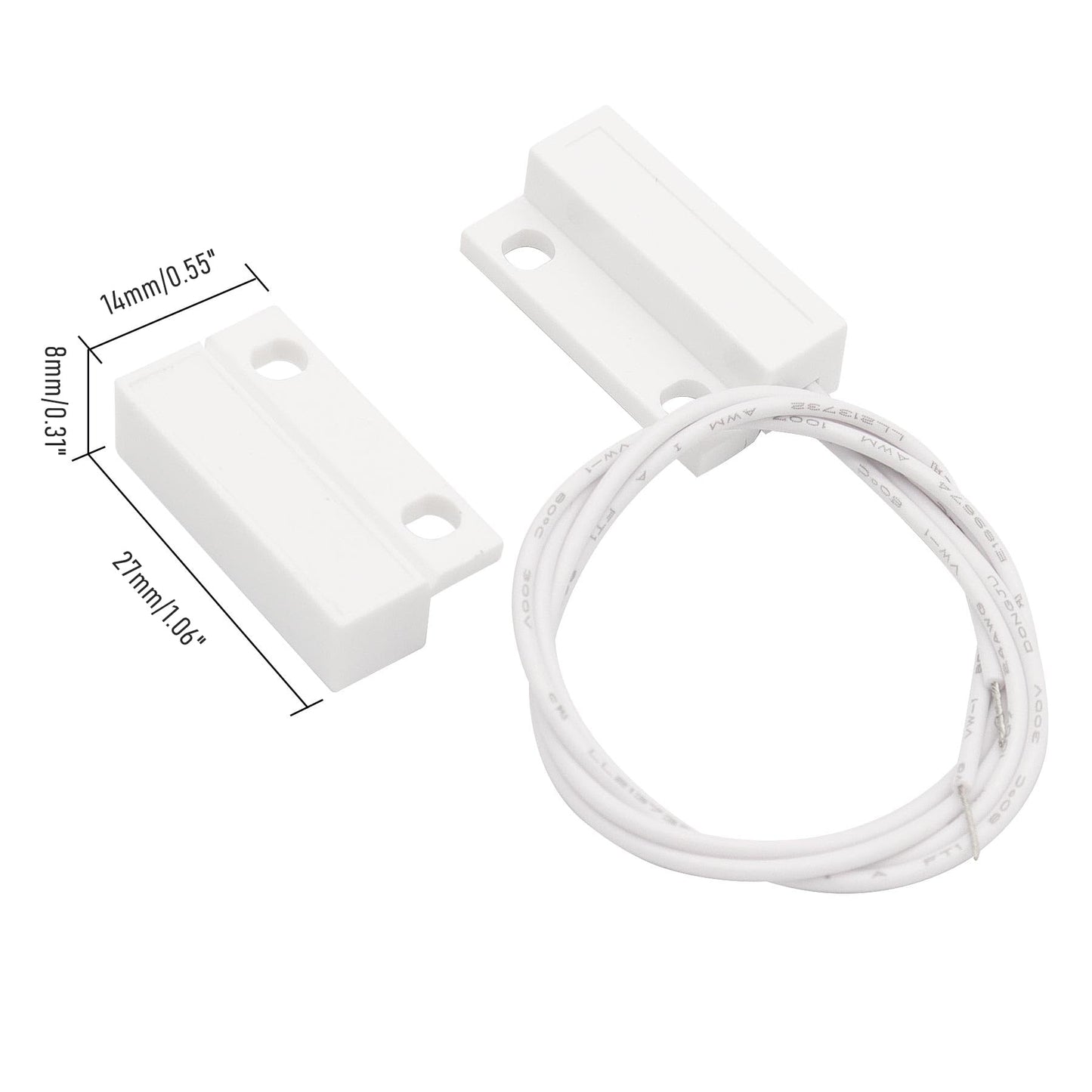 FOCMKEAS 2Pcs Magnetic Reed Switch Surface Mount, NC, 2 Wire, ABS, MC-38