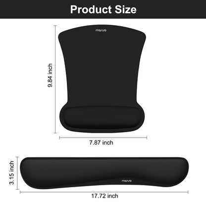 MOSISO Wrist Rest Support for Mouse Pad & Keyboard Set, Ergonomic Mousepad Non-Slip Base Home/Office Pain Relief & Easy Typing Cushion with Neoprene Cloth & Raised Memory Foam, Black