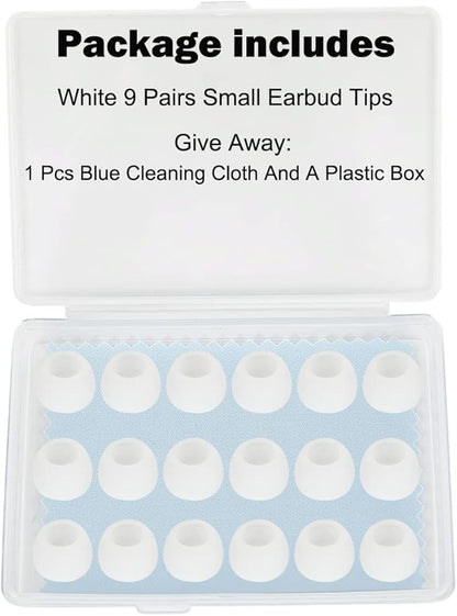 Earbud Tips - Replacement Earbud Covers & Headphone Earpads - Compatible With Powerbeats 2/3, LG & Samsung Earbuds - White, 9 Pairs