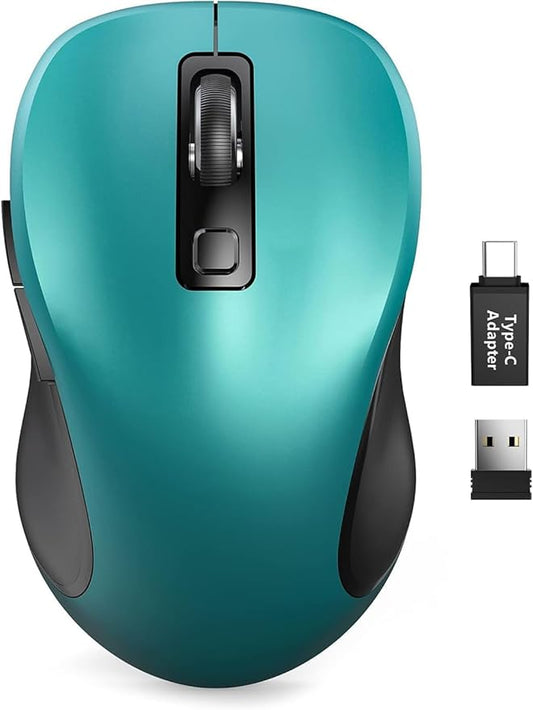 Trueque Wireless Mouse for Laptop, Ergonomic 6-Button Mouse, Teal