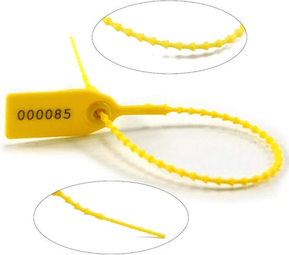 Leadseals(R) 1000 Plastic Tamper Seals, Zip Ties for Fire Extinguishers Pull Tite Security Tags Numbered Disposable Self-Locking Tie 250mm Length (Yellow)