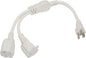 2 Way Power Splitter, 3 Prong 1 to 2 Extension Cord Splitter, 1.4' Short Extension Cord Indoor Cable Strip Outlet Saver, SJT 16AWG for Halloween Lights, Christmas Decorations, Computer, White, 1.4FT