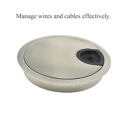 HAHIYO 1Pcs 3.15Inch/80mm Brushed Silver Zinc Alloy Desk Grommet Wire Grommet Cable Management Cord Hole Cover Desk Wire Hole Insert Wire Organizer for Computer Office Home School Equipment Systems