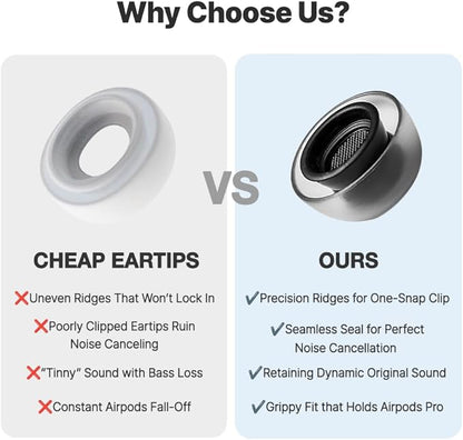 AZLA Crystal for Airpods Pro 1st & 2nd Gen (2-Pair, SS) – Airpod Pro Ear Tip Replacement – Airpod Pro Tips with Premium Silicone