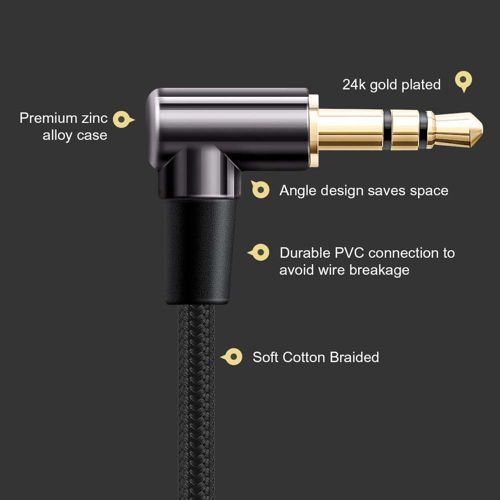 CableCreation 2-Pack 3.5mm Aux Cable 3FT/0.9m,3.5mm HiFi Stereo Audio Cable