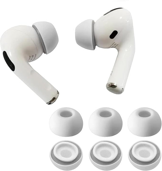 Airpod Pro Ear Tip Memory Foam & Silicone Hybrid Ear Tips, Perfect Noise Reduction, Stays in Your Ears, Ultra-Comfort, Anti-Slip Eartips, Fit in The Charging Case (Grey, Medium)