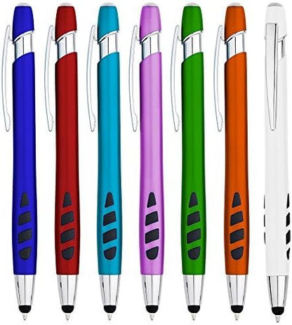 Stylus Pen for Touch Screens & Writing Pens, with Sensitive Stylus Tip - 2 in 1, for Your iPad, iPhone, Kindle, Nook, Samsung Galaxy, Tablets & Phones - Assorted Barrel Colors, Black Ink