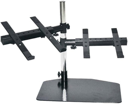Pyle Portable Dual Laptop Stand – Standing Table Holder with Bracket Arms,Adjustable Height,Ergonomic Design, 360° Swivel for DJ Mixer,Sound Equipment,Workstation,Gaming & Home Use with Tilt Function