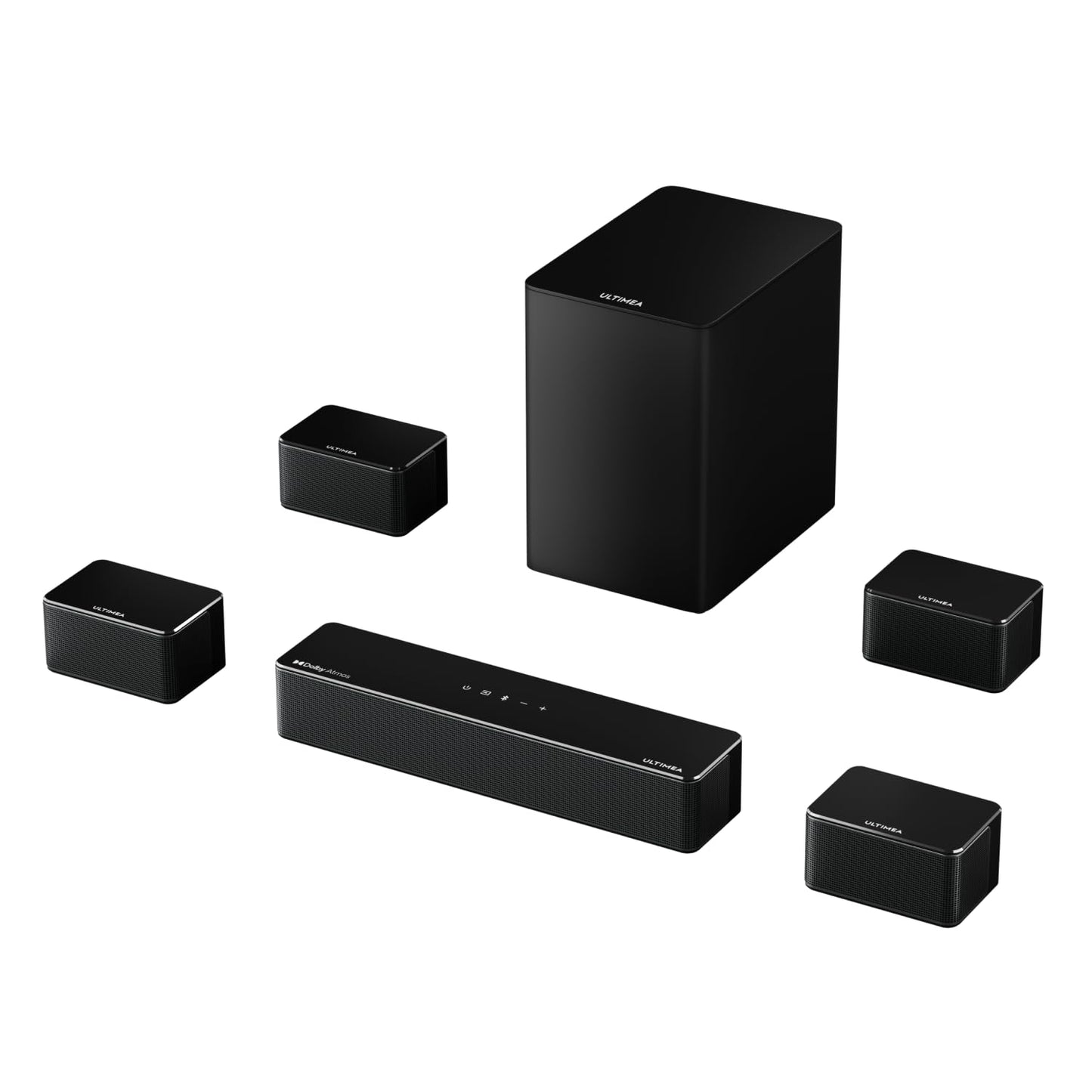 ULTIMEA 7.1CH Surround Sound System for TV, Soundbar with Dolby Atmos, 6.5" Wireless Subwoofer, APP Control, 4 Wired Surround Speakers, Peak Power 460W Soundbar for TV, Poseidon D80 (New 2026 Model)
