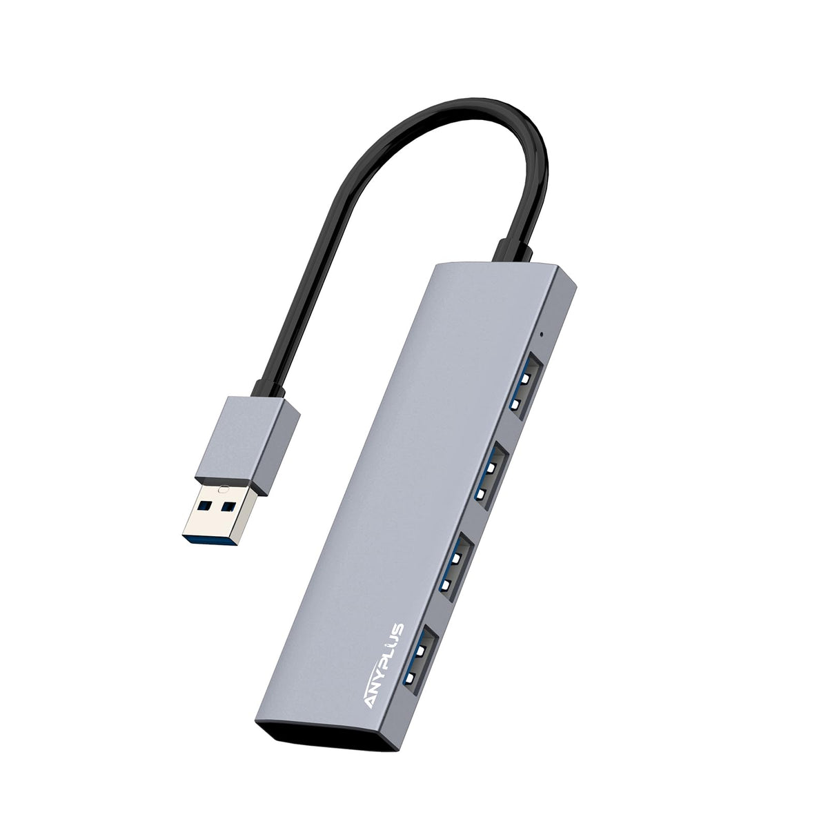 ANYPLUS USB Hub, USB 3.0 Hub Aluminum Alloy Ultra Slim USB Splitter, Portable 4 Port USB Extender, USB Hub for Laptop, PC, MacBook, iMac, Surface Pro, Mac Pro, Flash Drive, XPS 【Grey】