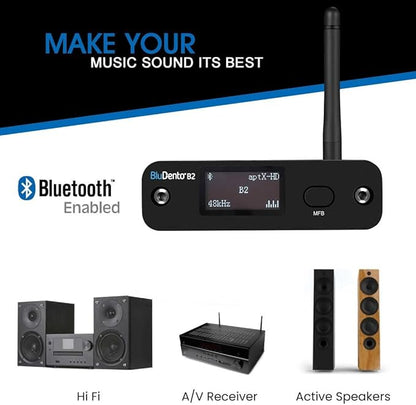 B2 aptX HD, LDAC Hi-Fi Bluetooth 5.1 Audio Receiver,Bluetooth Adapter with ESS DAC, Analog Stereo RCA Output, Enhanced Working Range,OLED Display, Digital Coaxial & Optical Outputs