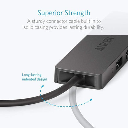 Anker 4-Port USB 3.0 Hub, Ultra-Slim Data USB Hub with 2 ft Extended Cable [Charging Not Supported], for MacBook, Mac Pro, Mac mini, iMac, Surface Pro, XPS, PC, Flash Drive, Mobile HDD