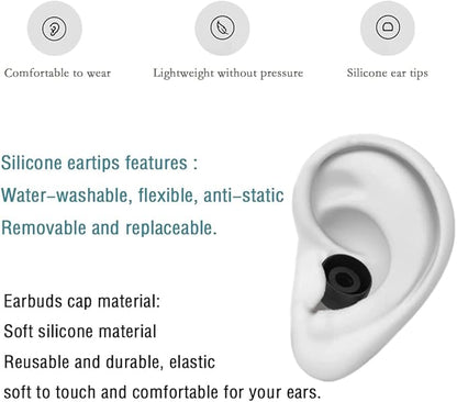 Silicone Medium Replacement Ear Tips - Eartips for In-Ear Headphones - Rubber Tips Earbud Covers - 10 Pairs (Black)
