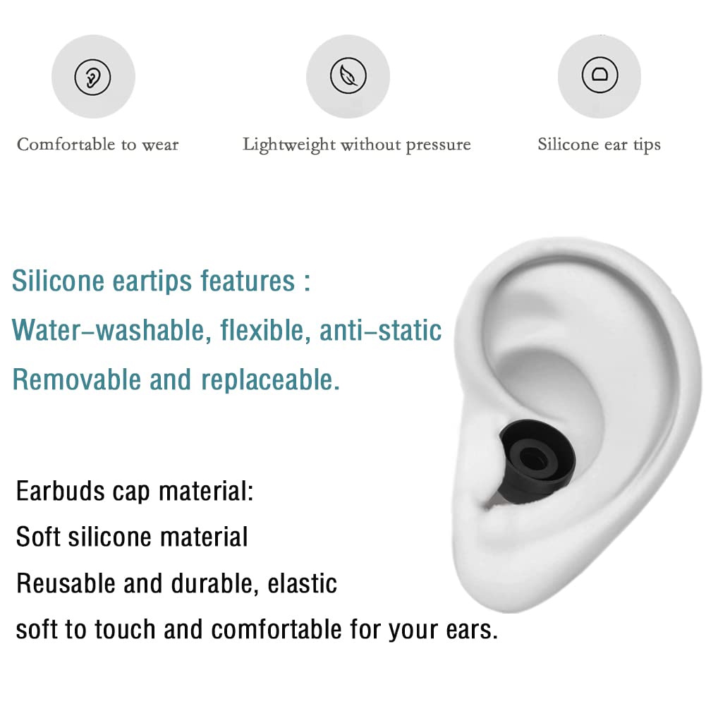 WKYMY Silicone Small Replacement Earbud Tips Eartips for In-Ear Headphones Rubber Tips Earbuds Cap 10 Pairs (Black)
