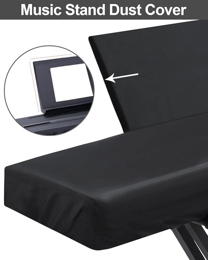 Stretchy Electric Piano Keyboard Covers - Waterproof Elastic Lock Music Keyboard Protector (61 Keys, Black)
