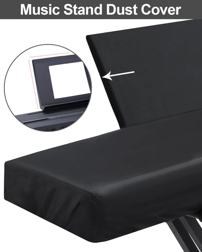 Stretchy Electric Piano Keyboard Covers - Waterproof Elastic Lock Music Keyboard Protector (61 Keys, Black)