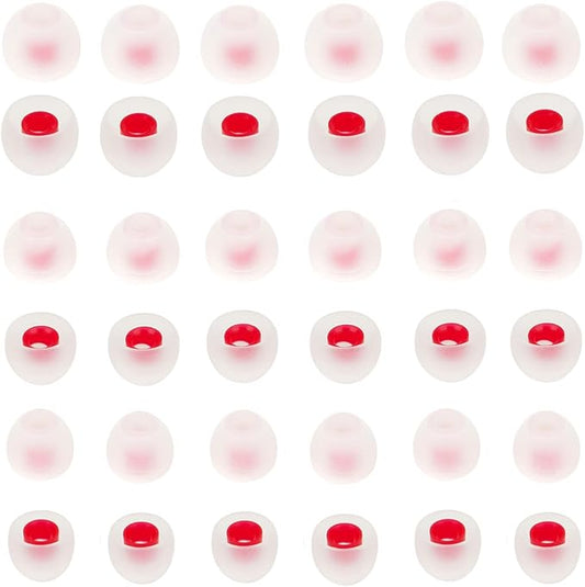 Silicone Earbud Tips - Soft & Comfortable Earphone Cushions, 18 Pairs (S/M/L) - White & Red, Fits 3.8mm-5.5mm Inner Hole, Compatible with Most in-Ear Headphones