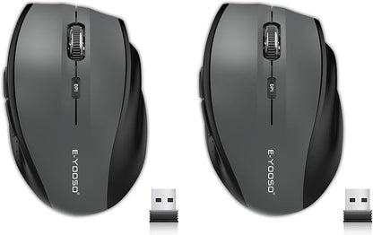E-YOOSO Wireless Mouse for Laptop, Portable Optical Computer Mouse, 6 Buttons, Cordless 2.4GHz with USB Receiver, 5-Level 4800 DPI, 18 Months Battery Life for PC Chromebook Windows Mac
