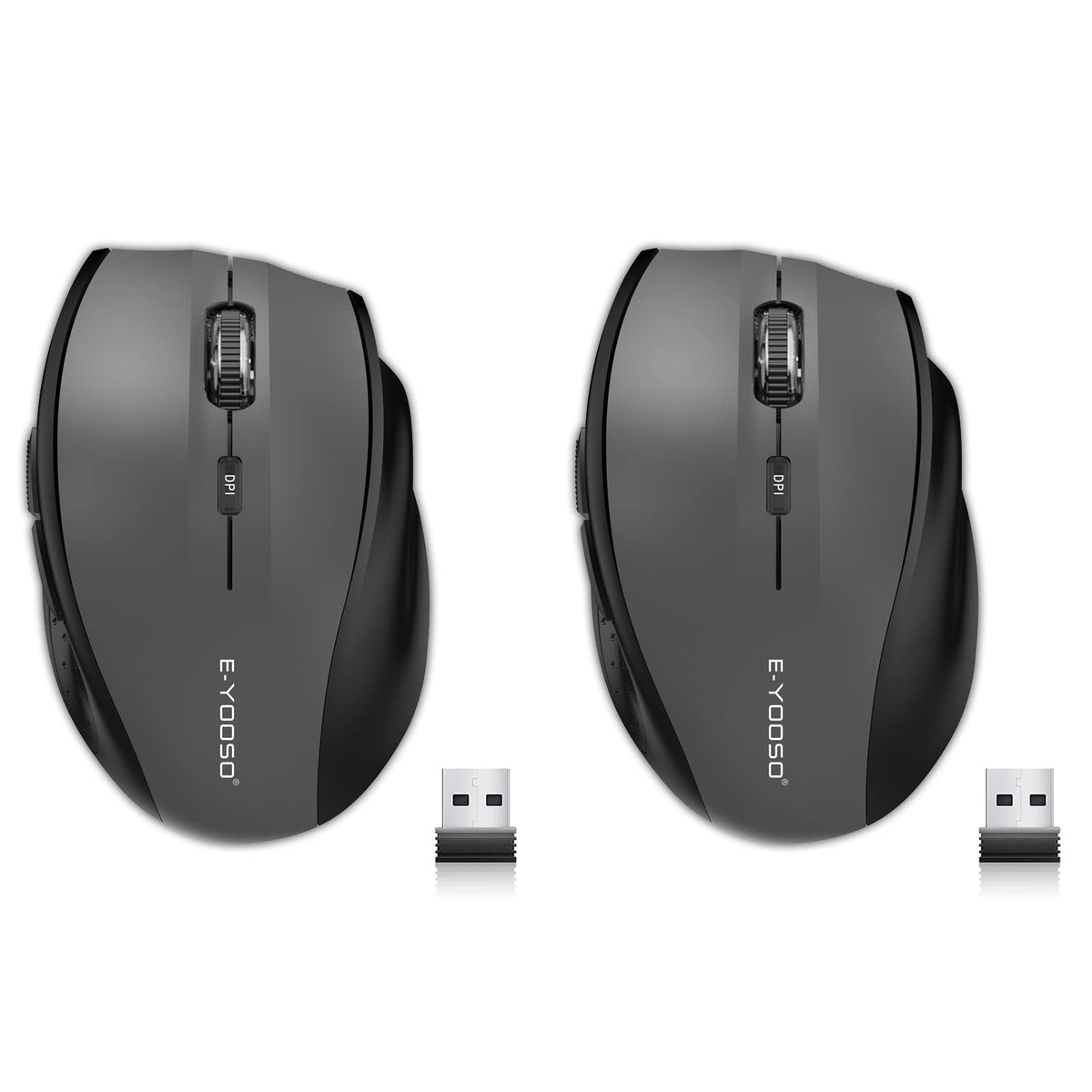 E-YOOSO Wireless Mouse for Laptop, Portable Optical Computer Mouse, 6 Buttons, Cordless 2.4GHz with USB Receiver, 5-Level 4800 DPI, 18 Months Battery Life for PC Chromebook Windows Mac