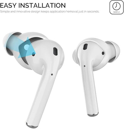AhaStyle 4 Pairs AirPods Ear Tips Silicone Earbuds Cover [Not Fit in The Charging Case] Compatible with Apple AirPods (2 Pair Large & 2 Pairs Small, White)