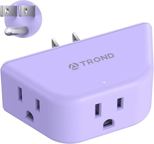 TROND Purple Outlet Extender with 3-Prong Grounded Sockets for Travel Home